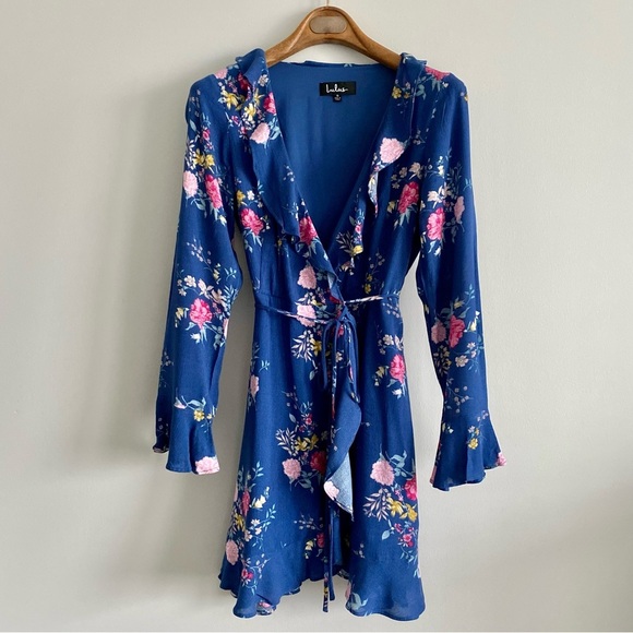 Lulu’s Ruffle Floral Wrap Dress Size Small - Picture 1 of 6